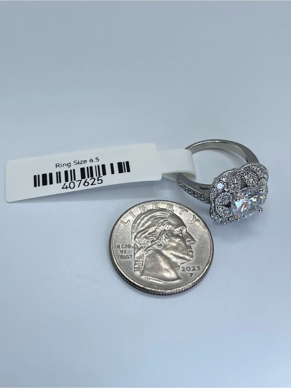 Swarovski Crystal Elements White Crystal Halo Art Deco Statement Ring Sz 6.5